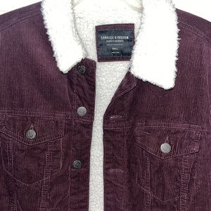 Plum Corduroy Fleece-lined Jacket Size Small, Unisex